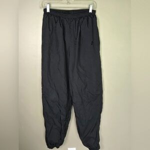 Vintage 80's Nike Double Black Embroidered Lined Windbreaker Pants, Medium